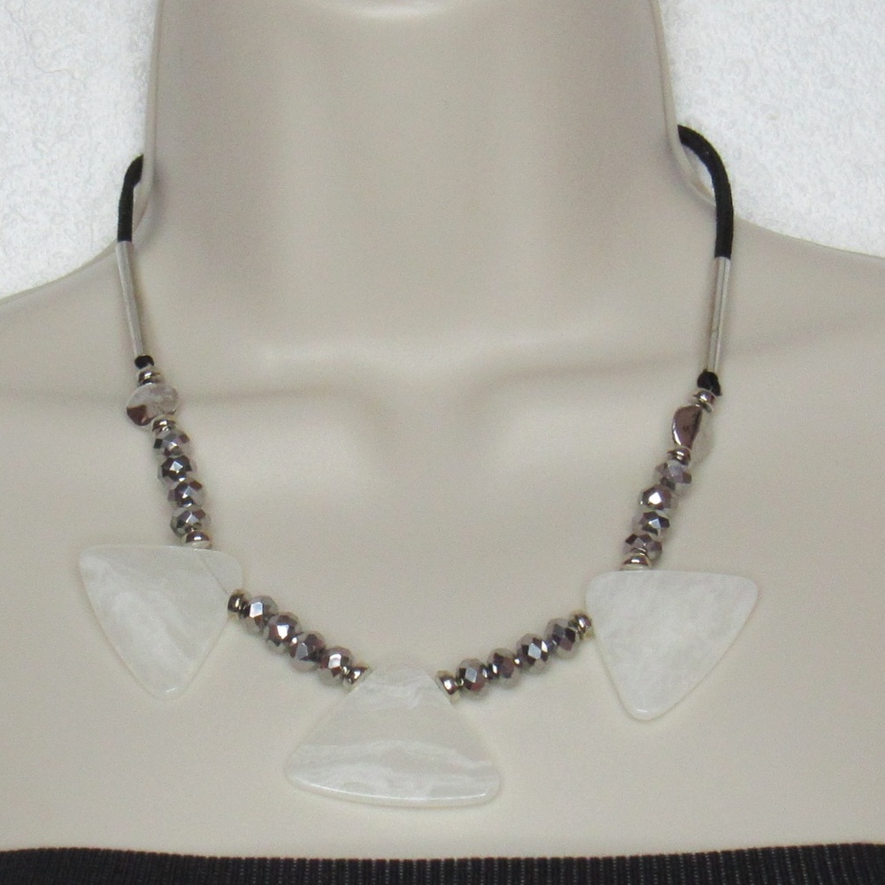 Sparkle & Bling Shell Black Cord Necklace